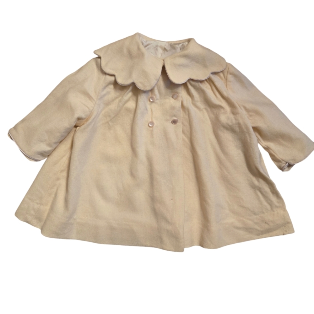 Vintage Sears Roebuck and Co. Pale pastel yellow dressy peacoat